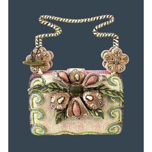 Unique Rare Vtg Mary Frances Handcrafted Beaded lined Small Bag